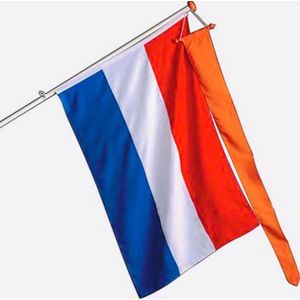 Nederlandse vlag 150 x 90 cm zonder oranje oranje wimpel - Gevelvlag - Koningsdag