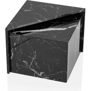 Rootz Salontafel Set van 2 - Monobloktafels - Zwart hoogglans marmerlook - Elegant en ruimtebesparend ontwerp - 50 cm x 50 cm x 41,5 cm en 46 cm x 46 cm x 36,5 cm
