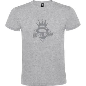Grijs  T shirt met  print van ""Super Oma "" print Zilver size XXXXL