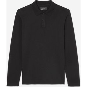 Marc O'Polo - Knitted Poloshirt Zwart - Regular-fit - Heren Poloshirt Maat L