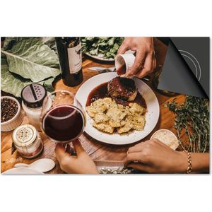 Inductie beschermer 71x52 - afdekplaat inductie mat - Dietrix Kookplaat beschermer - Exclusief - Food - Wijn, pasta en biefstuk