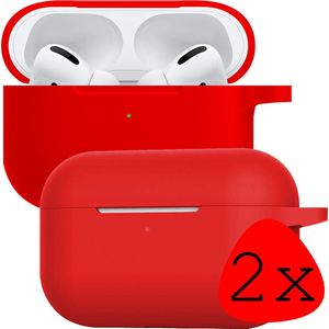 Case Geschikt voor AirPods Pro 2 Hoesje Siliconen Hoes Cover - Hoes Geschikt voor Apple AirPods Pro 2 Case Siliconen - Rood - 2 Stuks