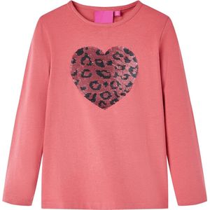 vidaXL-Kindershirt-met-lange-mouwen-pailletten-hart-128-oudroze