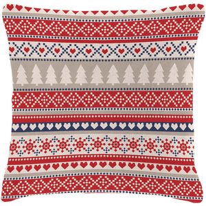 Mistral Home - KERST SIERKUSSEN - flannel - 40 x 40 cm - kerstbomen - rood