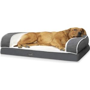 Huisdier sofa (101x66x20cm), orthopedische hoek hondenbed, bank, hondenmand, ergonomische contour matras, wasbaar, traagschuim platform, XL