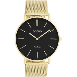 OOZOO Vintage series - goudkleurige horloge met goudkleurige metalen mesh armband - C9912 - Ø44