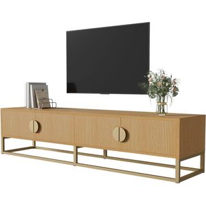 Houtnerf TV-meubel 180cm - Modern Trybale - 4 deuren - halfronde handgrepen