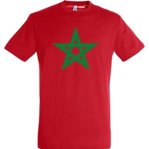 T-shirt Ster Marokko Groot | Rood Marokko Shirt | WK 2022 Voetbal | Morocco Supporter | Rood | maat 5XL