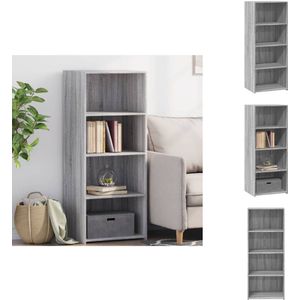 vidaXL Hoge Kast - Hoge Kasten - Hoog Dressoir - Hoge Kast Woonkamer - Hoge kast 50x41x124 cm bewerkt hout grijs sonoma eikenkleurig