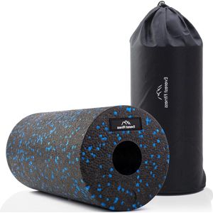 Professionele fasciarol 30 cm medium hard zwart-blauw met boekje voor rug en wervelkolom - Foam Roller Massage - Fitness Roller - Yoga Roller