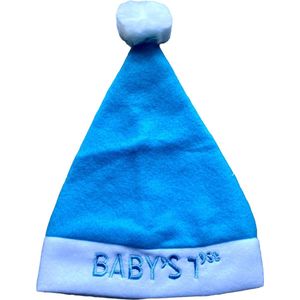 Kraam Cadeau - baby's 1st Kerstmuts - Blauw