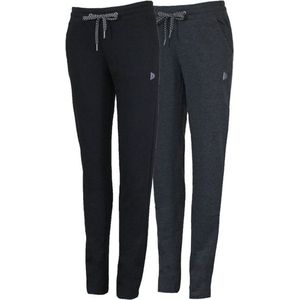 2-Pack Donnay - Joggingbroek rechte pijp - Dames - 2XL - Zwart/Grijs