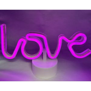 LED Love met neonlicht - roze neon licht - Op batterijen en USB - hoogte 28.5 x 16 x 8.5 cm - Tafellamp - Nachtlamp - Decoratieve verlichting - Woonaccessoires