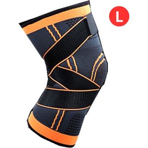 Kniebrace - Sportbrace Knie - Knee Sleeves - Knee Sleeves Powerlifting - Compressie Knie Brace - Knee Wraps - Knee Support - Dames - Heren - Oranje - Maat L