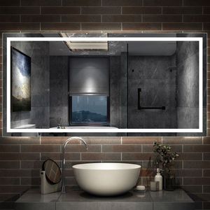 LED badkamerspiegel 100x80 cm met verlichting Wandschakelaar Mistvrij Koud Wit