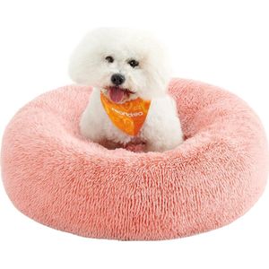 Donut hondenmand 70cm- voor hond en kat - wasbaar - pluche - antislip - roze
