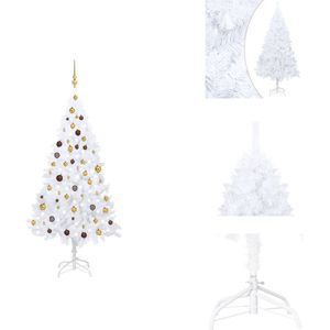 vidaXL Kunstkerstboom - wit - 180 cm - met LED-verlichting en kerstversiering - Decoratieve kerstboom