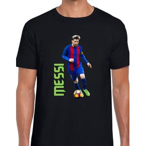 MESSI THE GOAT Uniseks T-Shirt - Zwart text groen - Maat XXL - Korte mouwen - Ronde hals - Normale pasvorm - Lionel Messi - Voetbal - Voor mannen & vrouwen - Kado