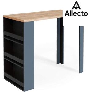 Allecto - Barmeubel - Barkast - Drankkast - Bartafel met Barkrukset - met 3 Open Planken - Zwart