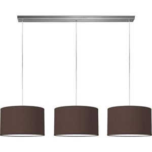 Home Sweet Home hanglamp Bling - verlichtingspendel Beam inclusief 3 lampenkappen - lampenkap 35/35/21cm - pendel lengte 100 cm - geschikt voor E27 LED lamp - chocolade