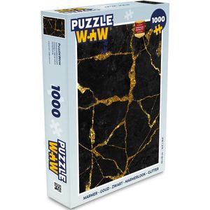 Puzzel Marmer - Goud - Zwart - Marmerlook - Glitter - Legpuzzel - Puzzel 1000 stukjes volwassenen