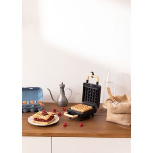 CREATE STONE 2 in 1 COMPACT - Sandwichgrill en wafelijzer met verwisselbare platen - Zwart