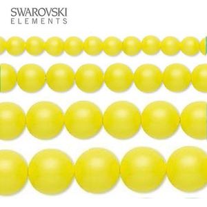 Swarovski Elements, 50 stuks Swarovski Parels, 8mm (40cm), neon yellow, 5810