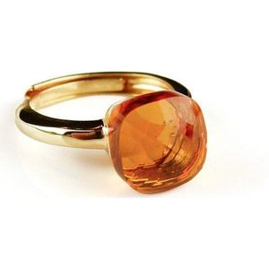 Ring in zilver geelgoud verguld model pomellato oranje steen