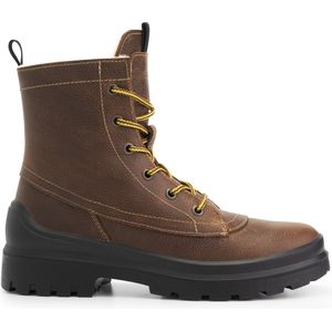 Travelin' Moraine Dames Winterboots - Waterresistent membraan - Wol gevoergd - Cognac bruin leer - Maat 41