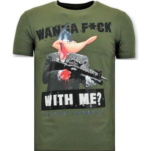 Exclusieve T-shirt Mannen - Shooting Duck Gun - Groen