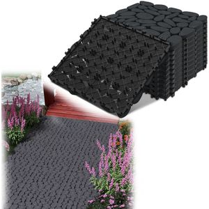 Aufun Steentapijt Natuursteen Leisteen Tegels 30 x 30 cm Tegelmatten 1 m² = 11 Terrastegels Marmer Mozaïek Balkontegels Kliktegels Vloeren voor Balkon, Tuin (Zwarte Steenschijven)