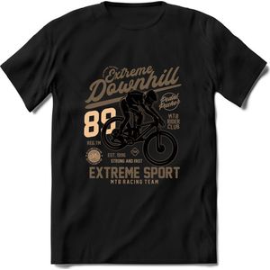 Extreme Downhill | TSK Studio Mountainbike kleding Sport T-Shirt | Bruin | Heren / Dames | Perfect MTB Verjaardag Cadeau Shirt Maat M