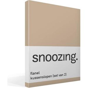 Snoozing - Flanel - Kussenslopen - Set van 2 - 40x60 cm - Camel