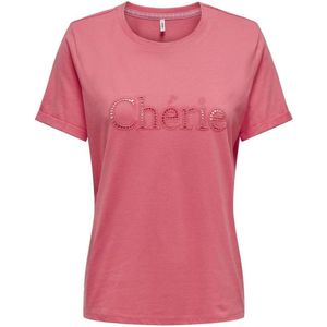 Only T-shirt Onlhunie Reg S/s Fold-up Top Box Jr 15297216 Coral Paradise Dames Maat - XS