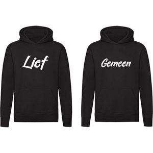 Lief - Gemeen 2 Hoodies | Twee truien | Braaf | Stout | Boos | Kinderen | Relatie | Vriend | Vriendin | Trui | Hoodie