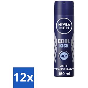 Nivea - Men - Deodorant - Spray - Cool Kick - 150 ml - Voordeelverpakking - 12 stuks