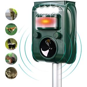 Luxe Ultrasone Vogelverschrikker - Vogelverschrikker met Bewegingsdetector, Verlichting, Ultrasoon, Vogelverschrikker tegen Duiven, Meeuwen, Kraaien, Eksters, Zwaluwen, Spreeuwen, Merels, Zwaluwen en meer