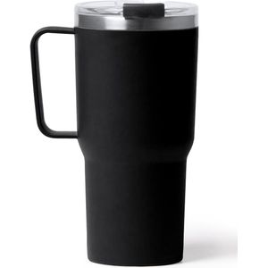 Vake Thermos to go 1358 - Zwart - 350 ML - Thermosbeker met Handvat - Travel cup - Mug to go - Thermosbeker - Drinkbeker to go - Thermosfles - dubbelwandige vacuüm geïsoleerde koffiebeker - Thee - Koffie