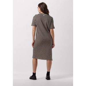 Penn & Ink Dames Midi Jurk Dress Stripe Zwart - Maat L