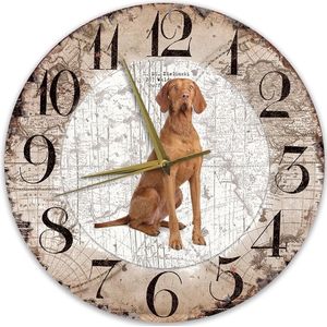 Houten Klok - 30cm - Hond - Vizsla Korthaar