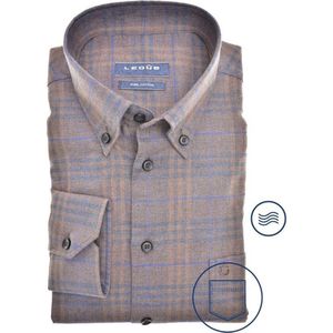 Ledûb Modern fit Flanel Bruin geruit