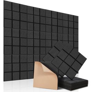 Vierkante geluiddempende platen - zelfklevend - 12 stuks