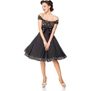 Belsira - Strapless Swing jurk - 4XL - Zwart/Roze