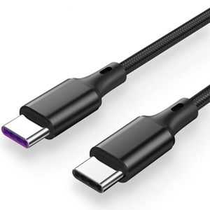JUALL USB-C naar USB-C Kabel - USB C Data en Oplaadkabel - Oplader Geschikt voor Samsung, Huawei, Xiaomi, Oppo, iPhone 15 - 2 Meter Zwart Gevlochten