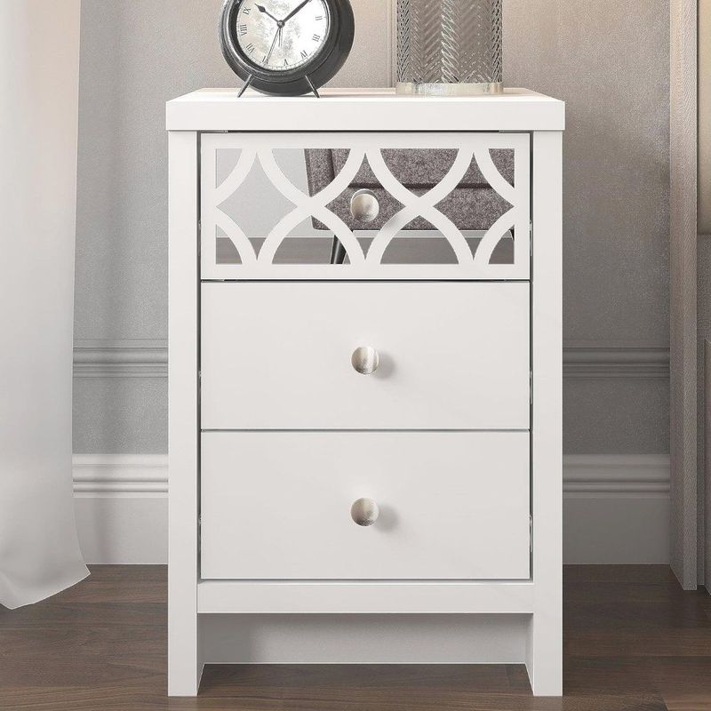 Moderne nachtkastje met 3 lades - veelzijdige organizer voor slaapkamer, hal of woonkamer - wit