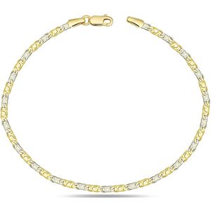 Juwelier Zwartevalk 14 karaat gouden bicolor armband - 13.160/18,5cm