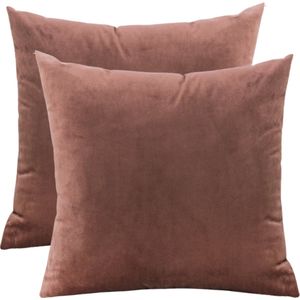 Sierkussenhoes Middel Bruin 45x45 cm Set van 2 - LiveOnce® Comfort Dit zijn Kleurrijke Woonkamer Kussenshoezen