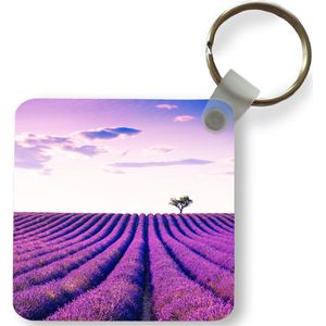 Sleutelhanger - Uitdeelcadeautjes - Lavendel - Bomen - Paars - Bloemen - Plastic