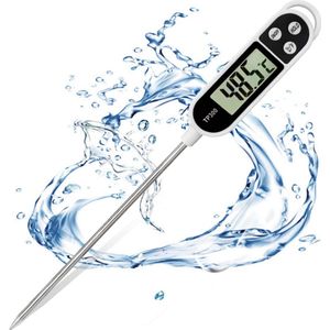 Grillthermometer, vleesthermometer, keukenthermometer, braadthermometer, kookthermometer, na 3 seconden direct uitlezen, lcd-scherm en lange sonde voor keuken, barbecue, eten