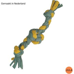 JULA Pets - Groengeel flostouw voor kleine honden en puppy's - Hondenspeeltje - Speeltouw - Puppy speelgoed -  Cadeau hond - In Nederland gemaakt van gerecycled materiaal
